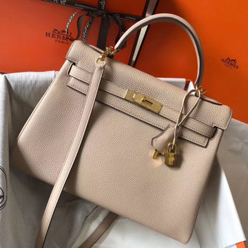 HERM Kelly 32cm Bag In Trench Clemence Leather GHW