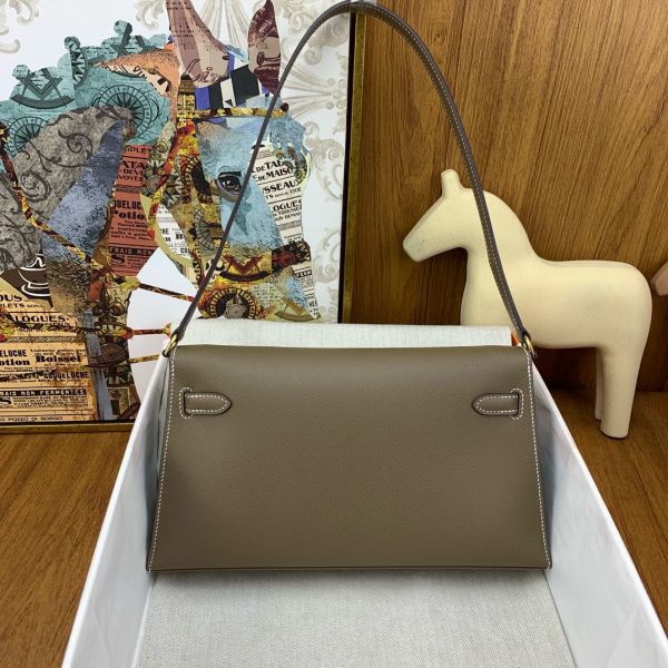 HERM Kelly Elan Handmade Bag In Taupe Epsom Leather