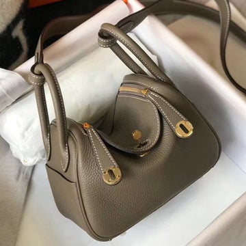 HERM Lindy Mini Bag In Taupe Clemence Leather GHW
