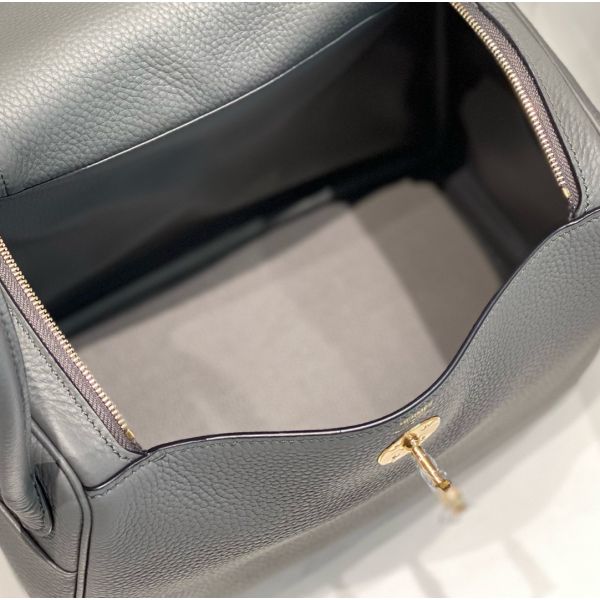 HERM Lindy 26cm Bag In Gris Meyer Clemence Leather GHW