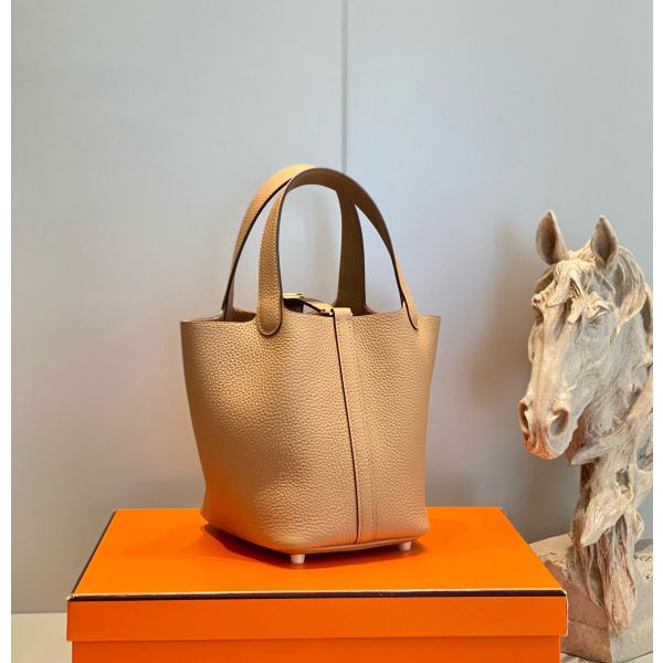 HERM Picotin Lock 18 Bag In Chai Clemence Leather