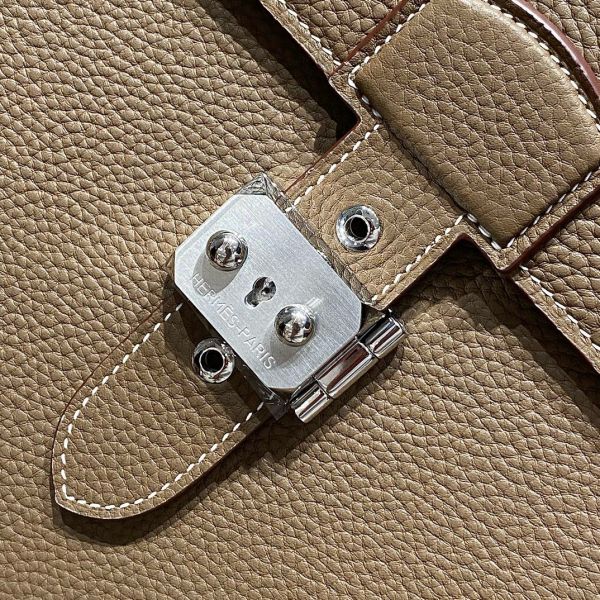HERM Sac a Depeches 38 Briefcase in Taupe Clemence Leather