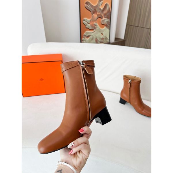 HERM Imperial 50 Ankle Boots in Brown Calfskin