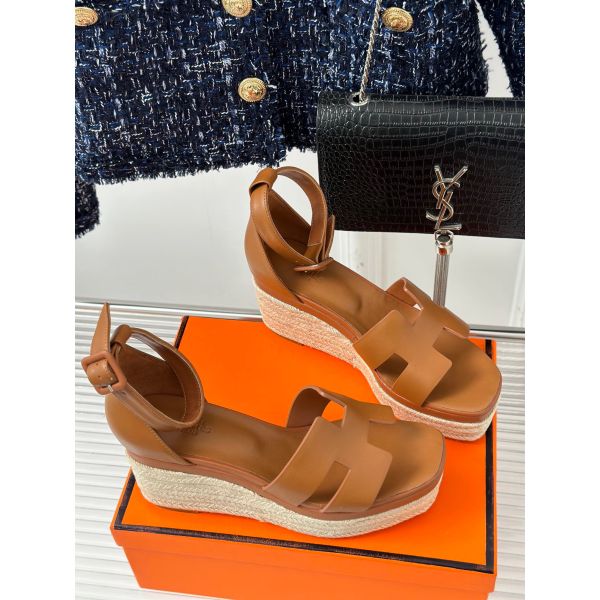HERM Elda Espadrilles in Brown Leather