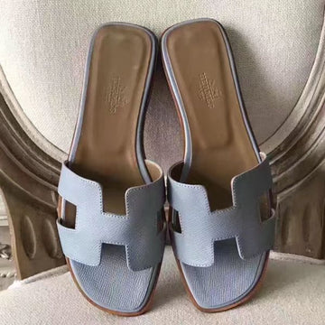HERM Oran Sandals In Blue Lin Epsom Leather