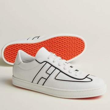 HERM Boomerang Sneakers In White Epsom Calfskin
