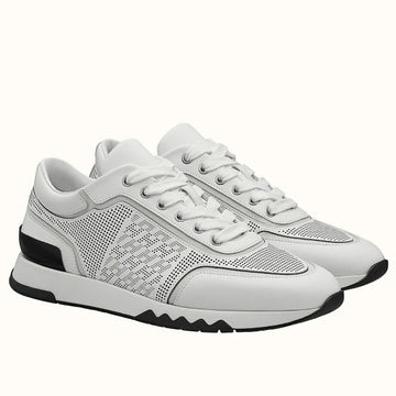 HERM Men's C-Addict Sneakers In White Perforated Calfskin