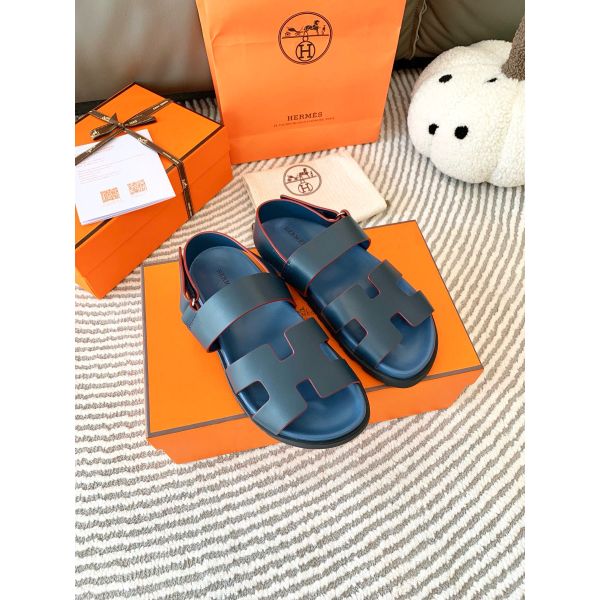 HERM Men's Genius Sandals In Blue Calfskin
