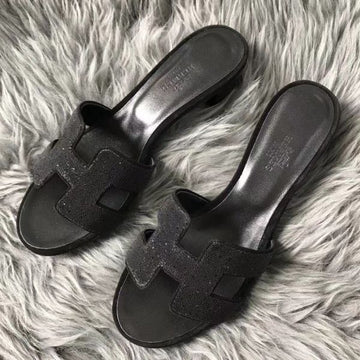 HERM Oasis Sandals In Black Suede with Rhinestone
