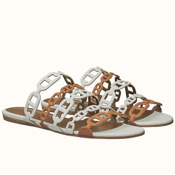 HERM Thalassa Sandals In Brown/White Lambskin