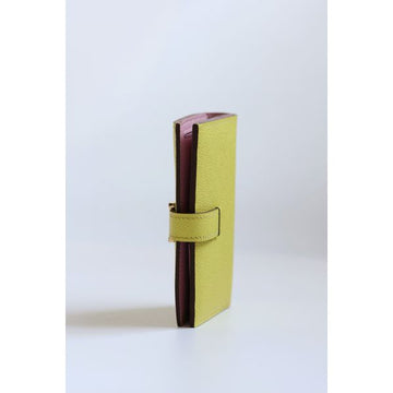 HERM Bearn Compact Verso Handmade Wallet in Lime Epsom Calfskin