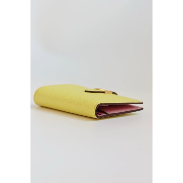 HERM Bearn Compact Verso Handmade Wallet in Lime Epsom Calfskin