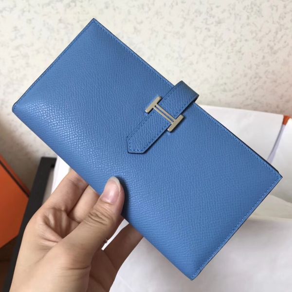 HERM Blue Jean Epsom Bearn Gusset Wallet