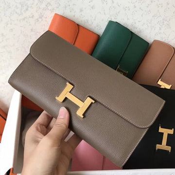 HERM Constance Long Wallet In Taupe Epsom Leather