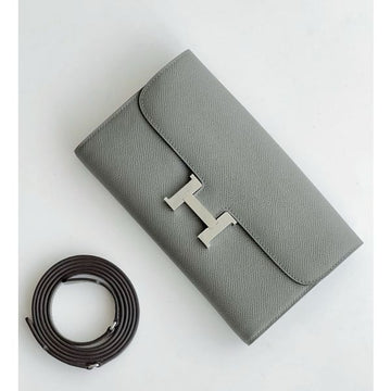 HERM Constance To Go Wallet in Gris Meyer Epsom Calfskin