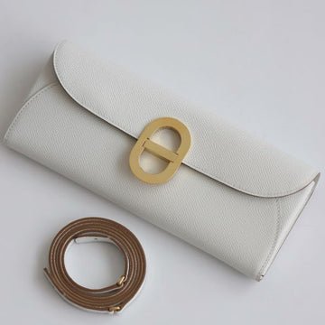 HERM Maillon To Go Wallet in Gris Pale Epsom Calfskin