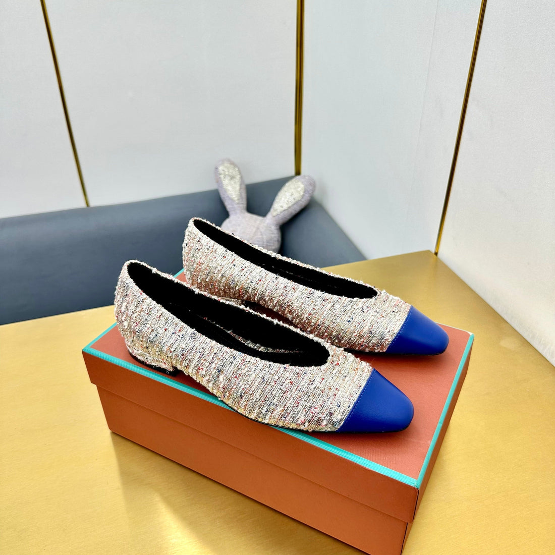 BALLET IN MULTICOLOR TWEED MIX BLUE LAMBSKIN