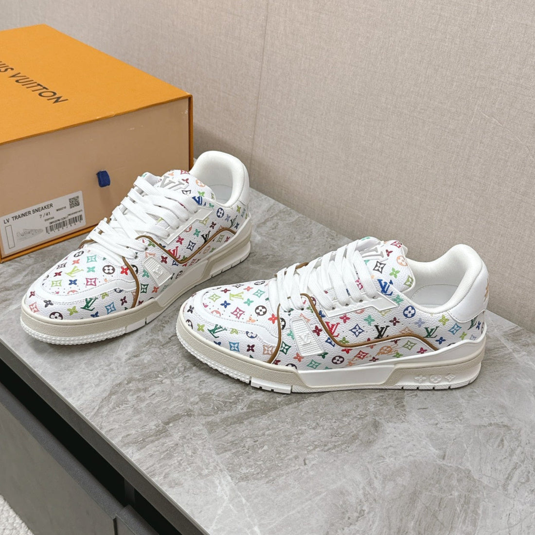 TRAINER SNEAKER IN WHITE MIX COLORFUL CALFSKIN