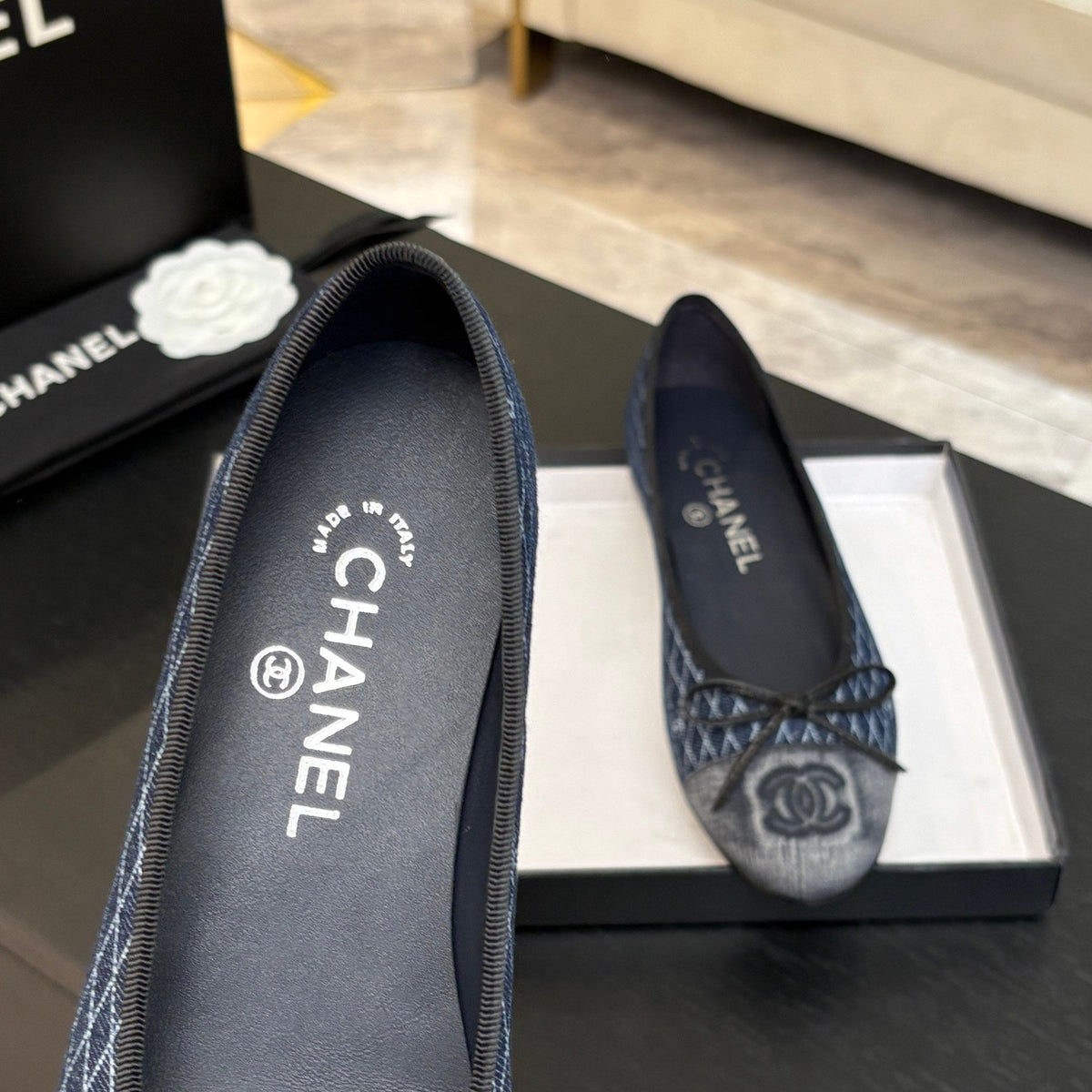 BALLET FLATS IN AEGEAN BLUE MONOGRAM DENIM