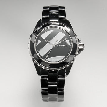 J12 38mm Automatic Limited Untitled H5582 Black Ceramic Black Steel Dial
