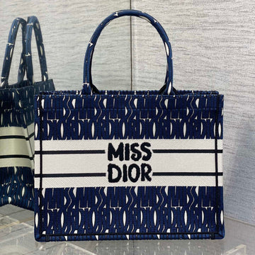 MISS MEDIUM TOTE 36 IN WHITE MIX DEEP COVE BLUE CANVAS
