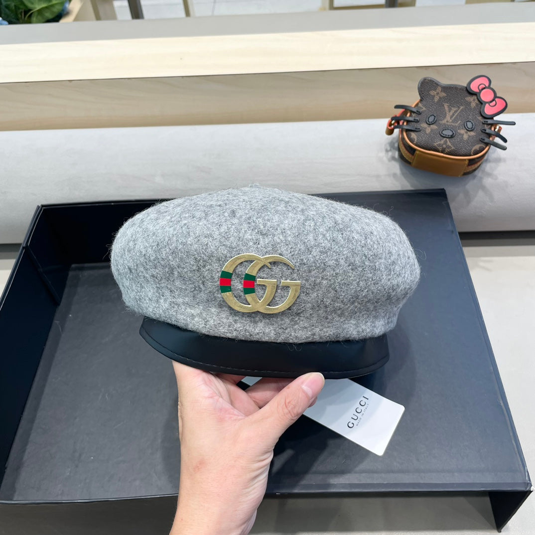 BERET HAT IN ASH GRAY WOOL 406885
