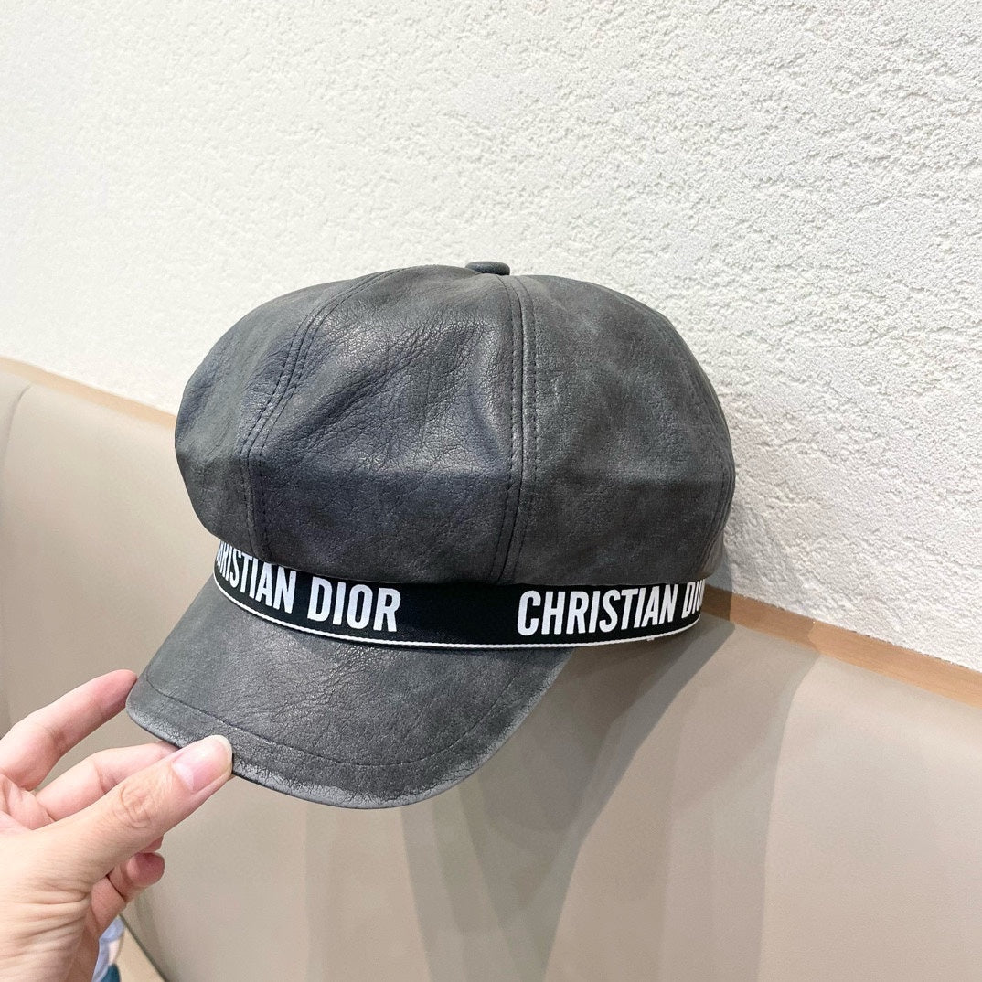BAKER BOY HAT IN DARK GRAY LEATHER 436764