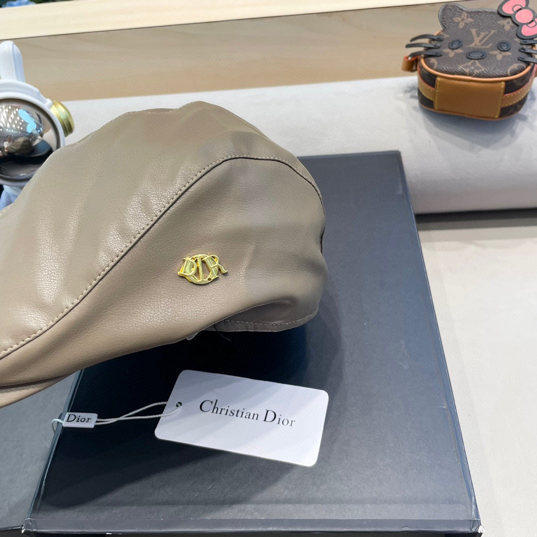 BAKER BOY HAT IN GRAYISH BROWN LEATHER 436767