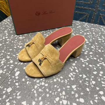 Summer Charms Mules 80 Gold Suede Salmon Lambskin
