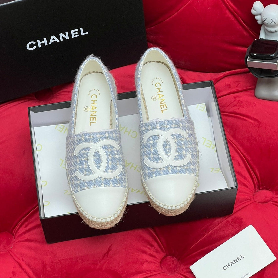 WOVEN LOAFERS IN LIGHT BLUE FABRIC