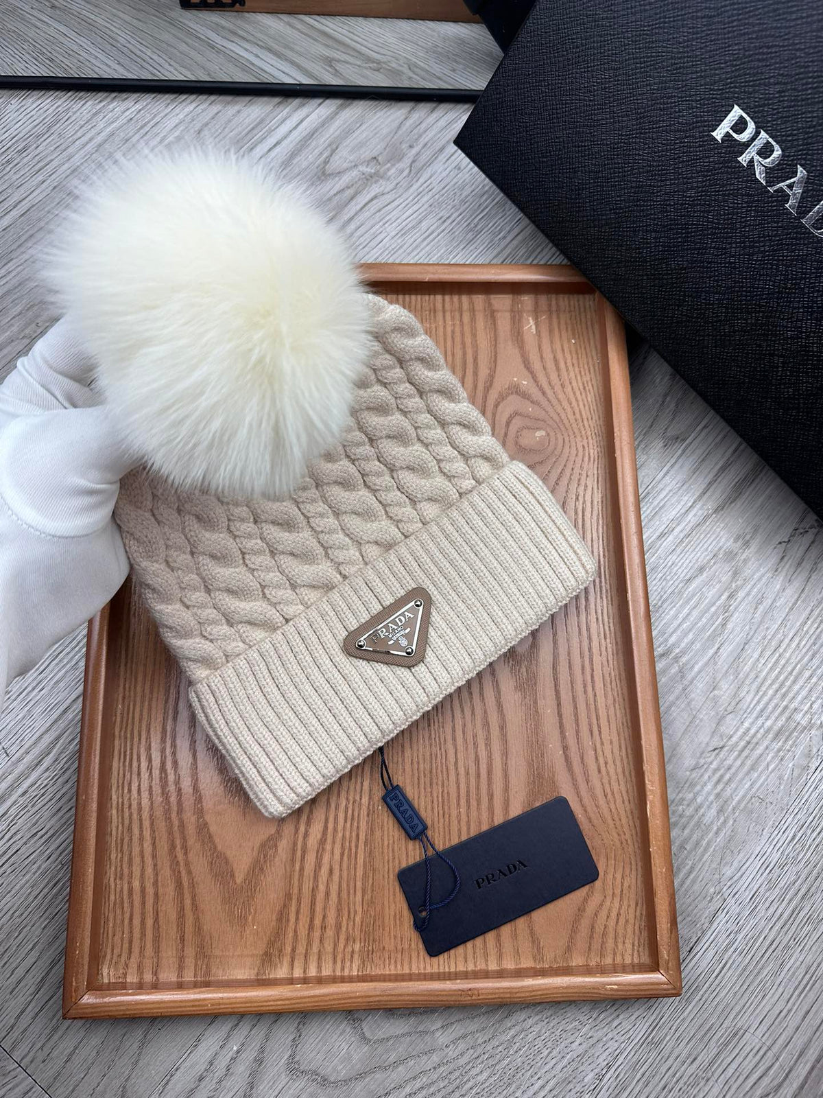 BEANIE HAT IN PARCHMENT BEIGE WOOL 352377