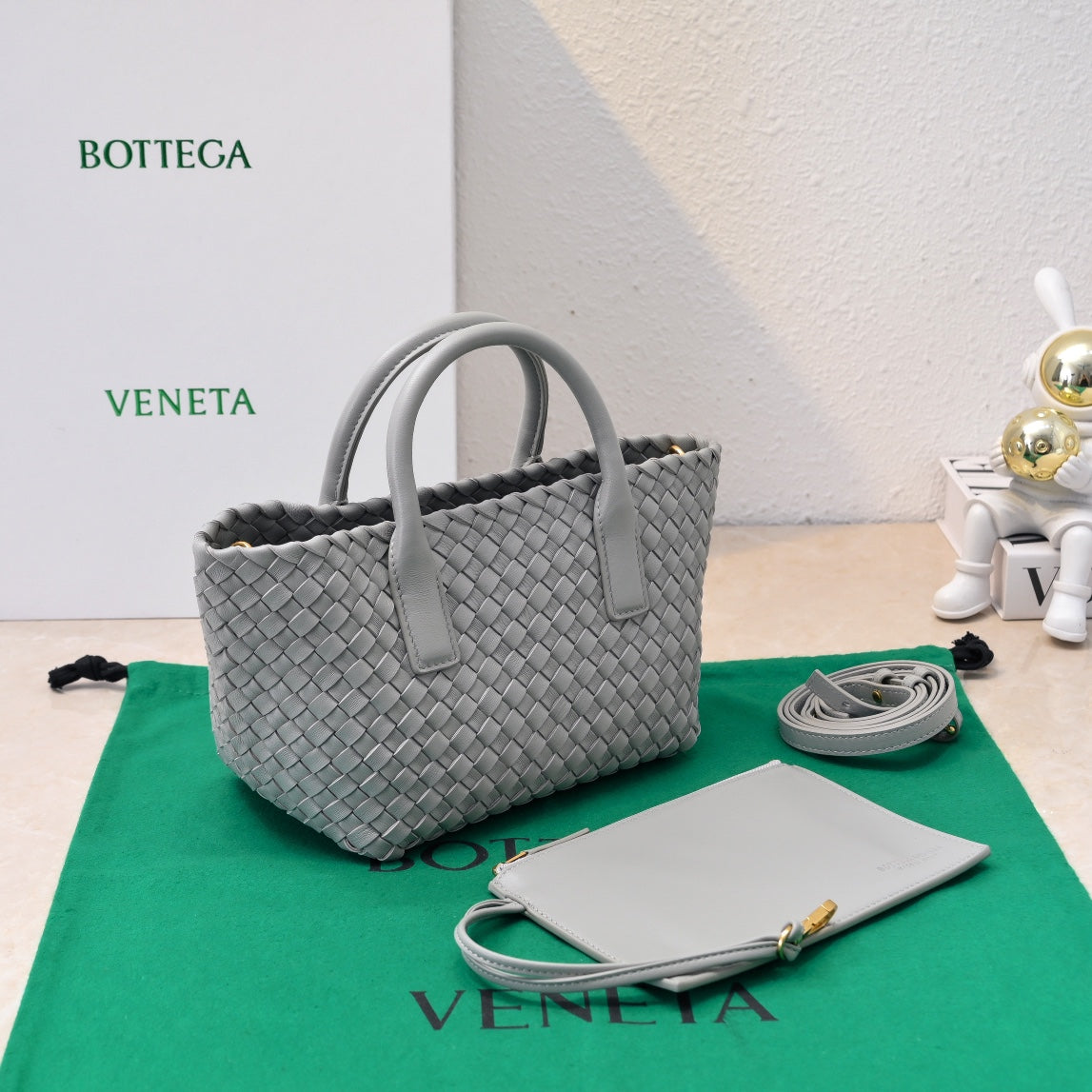 Mini Cabat 20cm Grey Lambskin Ghw