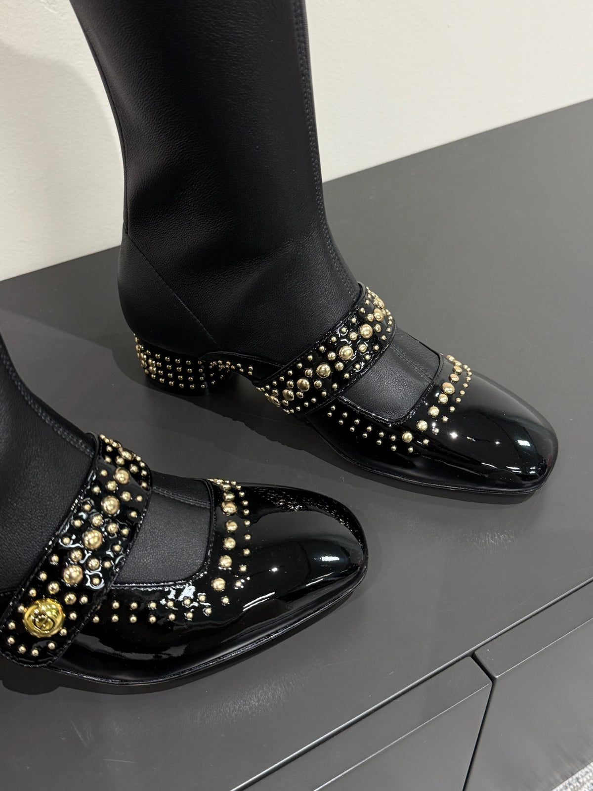 BELLE-D HEELED BOOT BLACK PATENT CALFSKIN