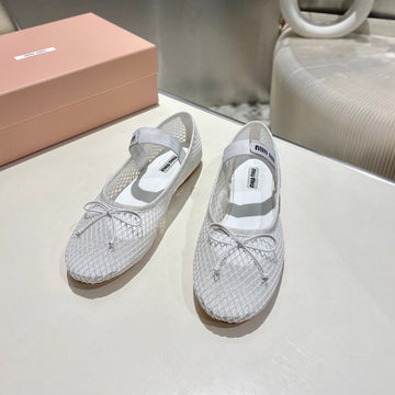 MARY JANE FLAT IN WHITE MESH