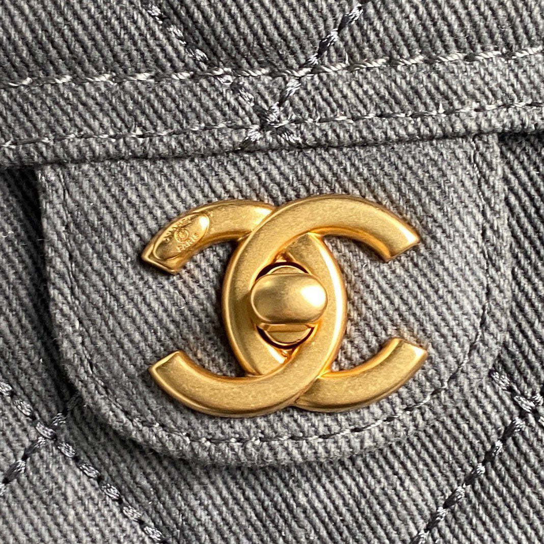 BOWLING BAG 33 IN SANTAS GRAY DENIM GOLD HARDWARE