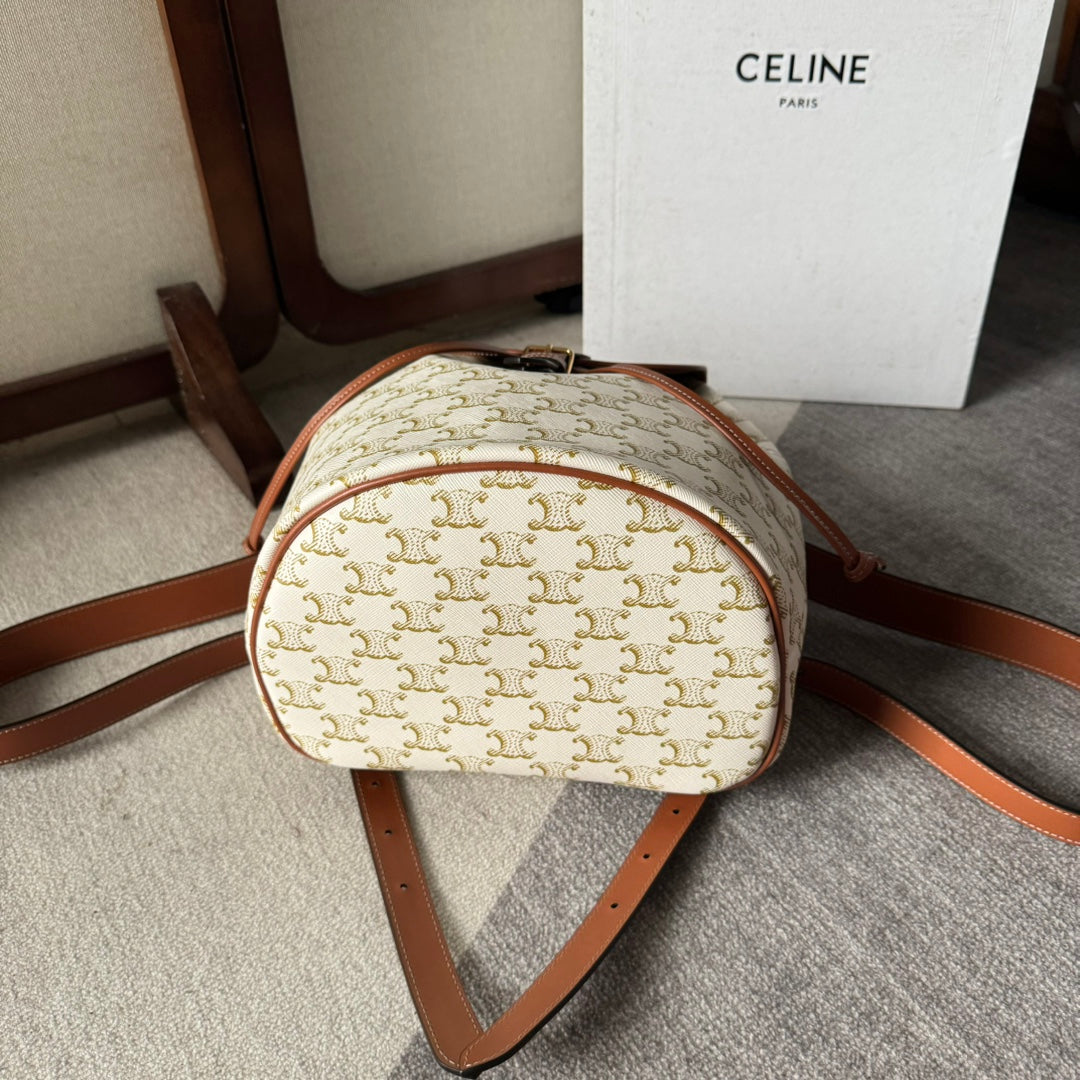 MEDIUM FOLCO BACKPACK 32 IN WHITE TRIOMPHE CANVAS