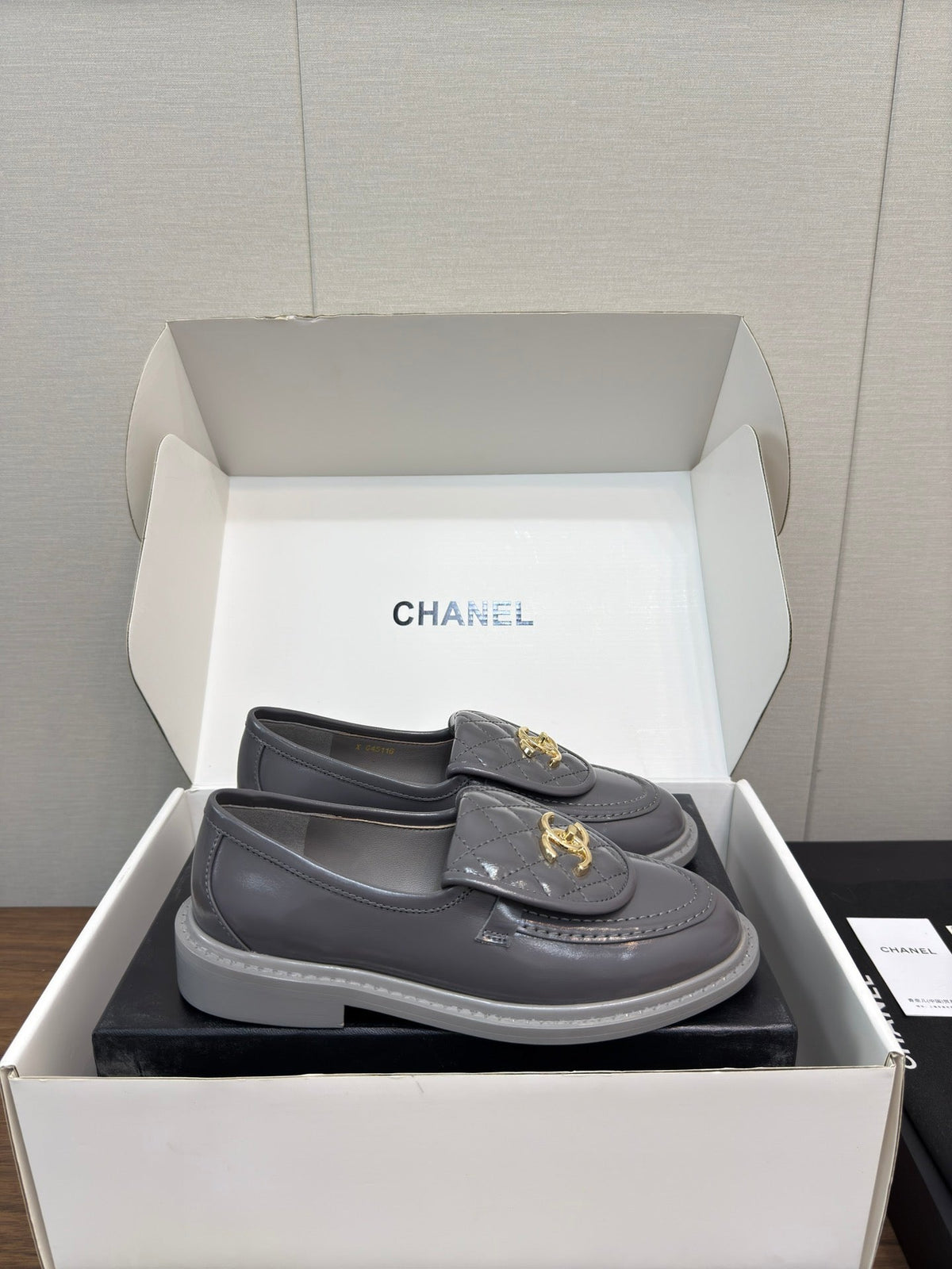 MOCCASIN 2.5 CM IN MOUSE GRAY PREMIUM LAMBSKIN