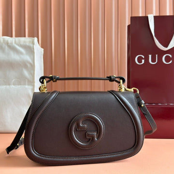 BLONDIE LARGE TOP HANDLE BAG 32 IN DARK BROWN CALFSKIN