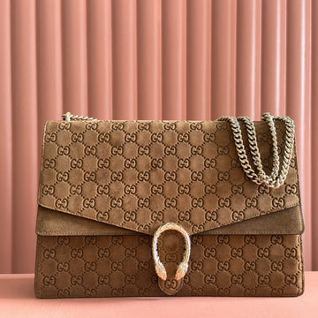 DIONYSUS LAGRE SHOULDER BAG 42 IN BROWN SUEDE