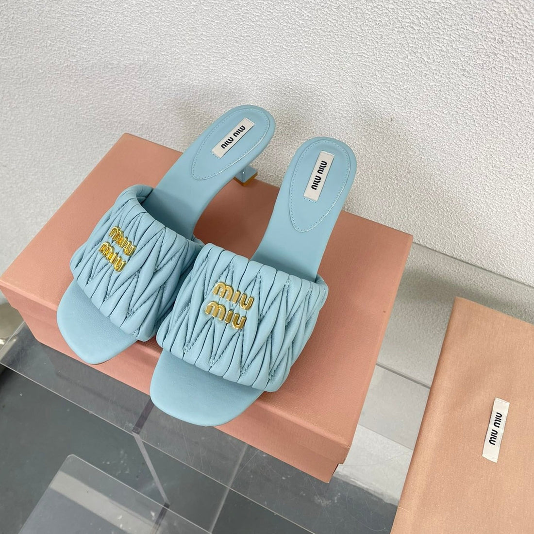 Women's Mid - Heel Baby Blue Leather