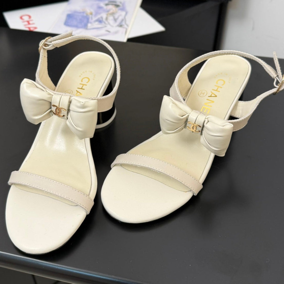 MID HEEL 45 MM SANDALS IN WHITE CREAM CALFSKIN