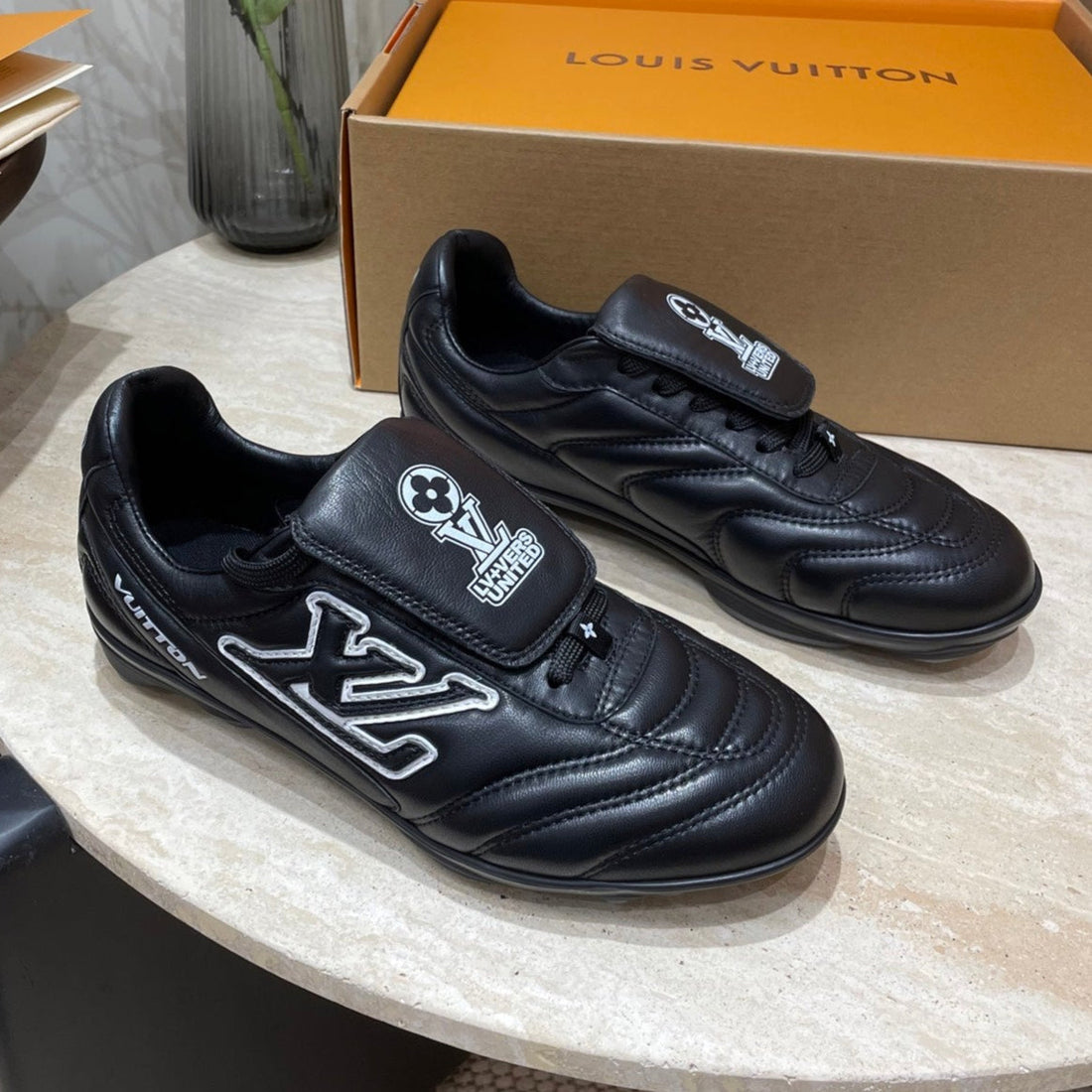 FOOTPRINT SOCCER SNEAKER IN BLACK CALFSKIN