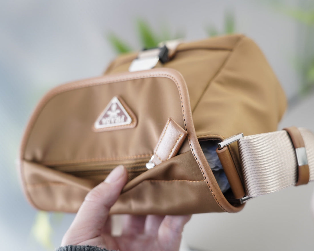 MEDIUM FLAP BAG 20 IN CIDER BROWN RE-NYLON