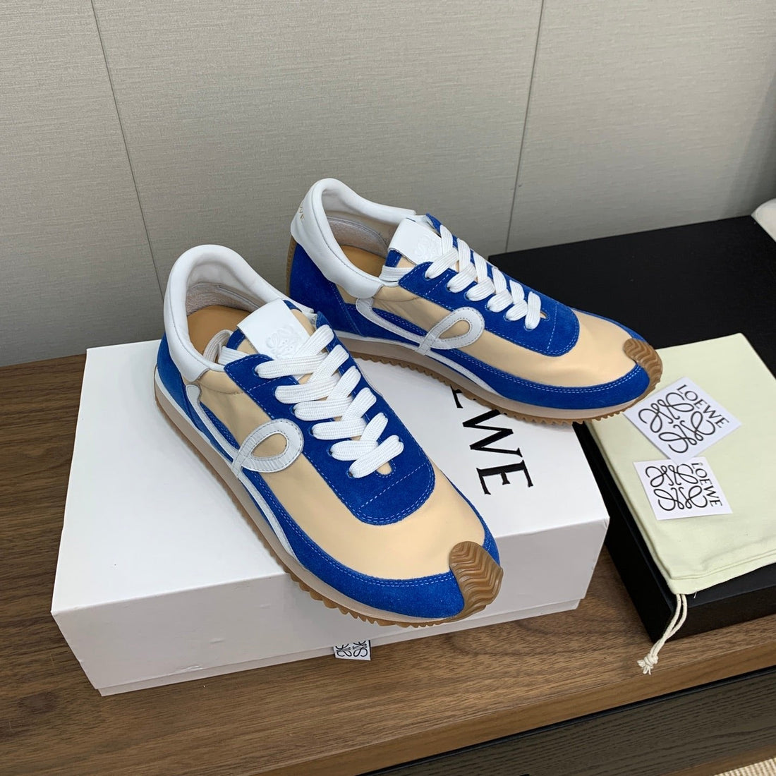 LW FLOW RUNNER SNEAKER COBALT-BEIGE SUEDE