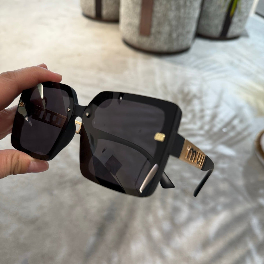 LOGO SQUARE SUNGLASSES 512016 IN BLACK ACETATE
