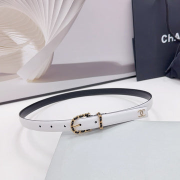 CC BELT 20 MM IN WHITE MIX BLACK CALFSKIN GOLD HARDWARE