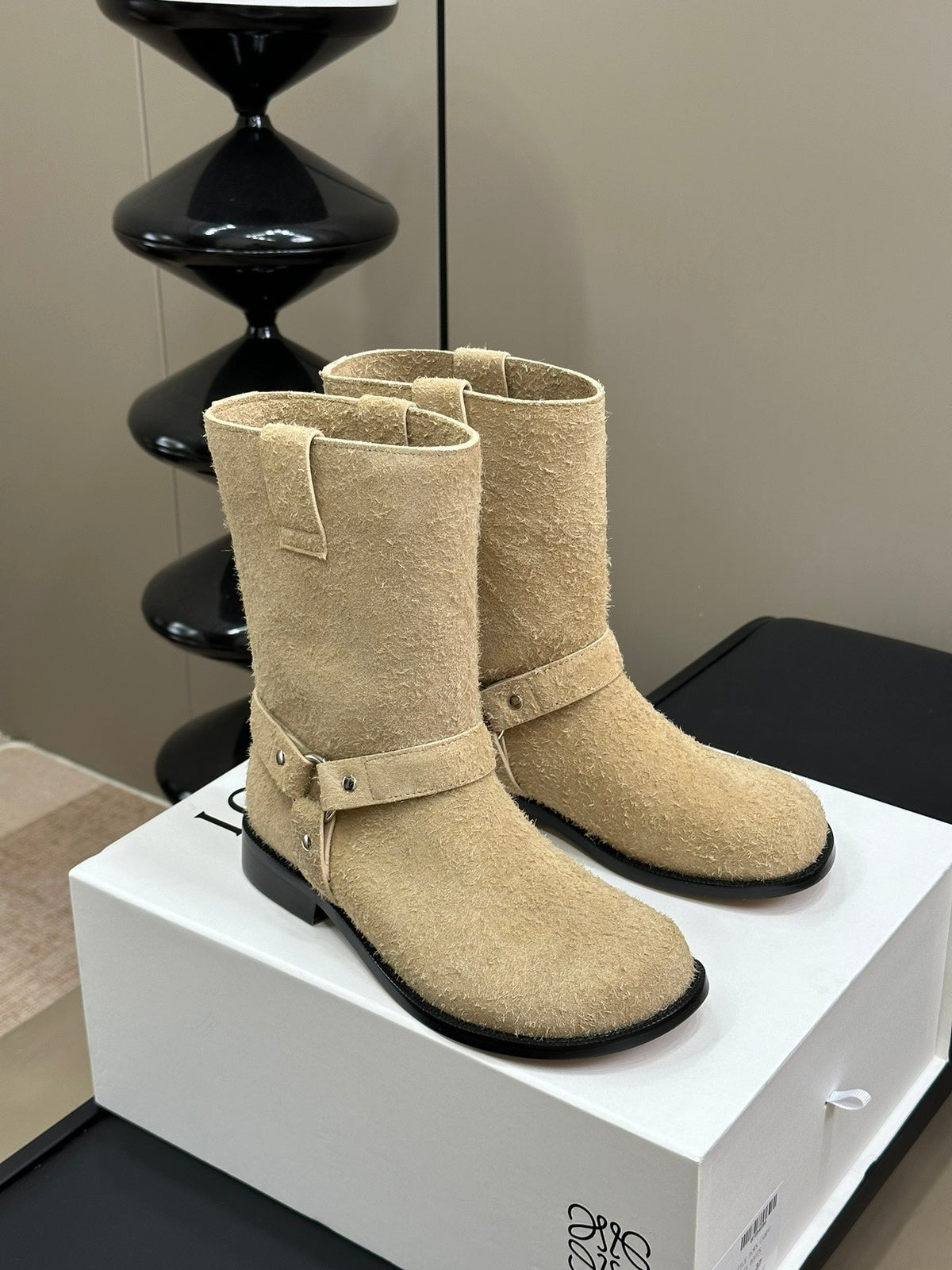 LW CAMPO BIKER BOOT KHAKI SUEDE