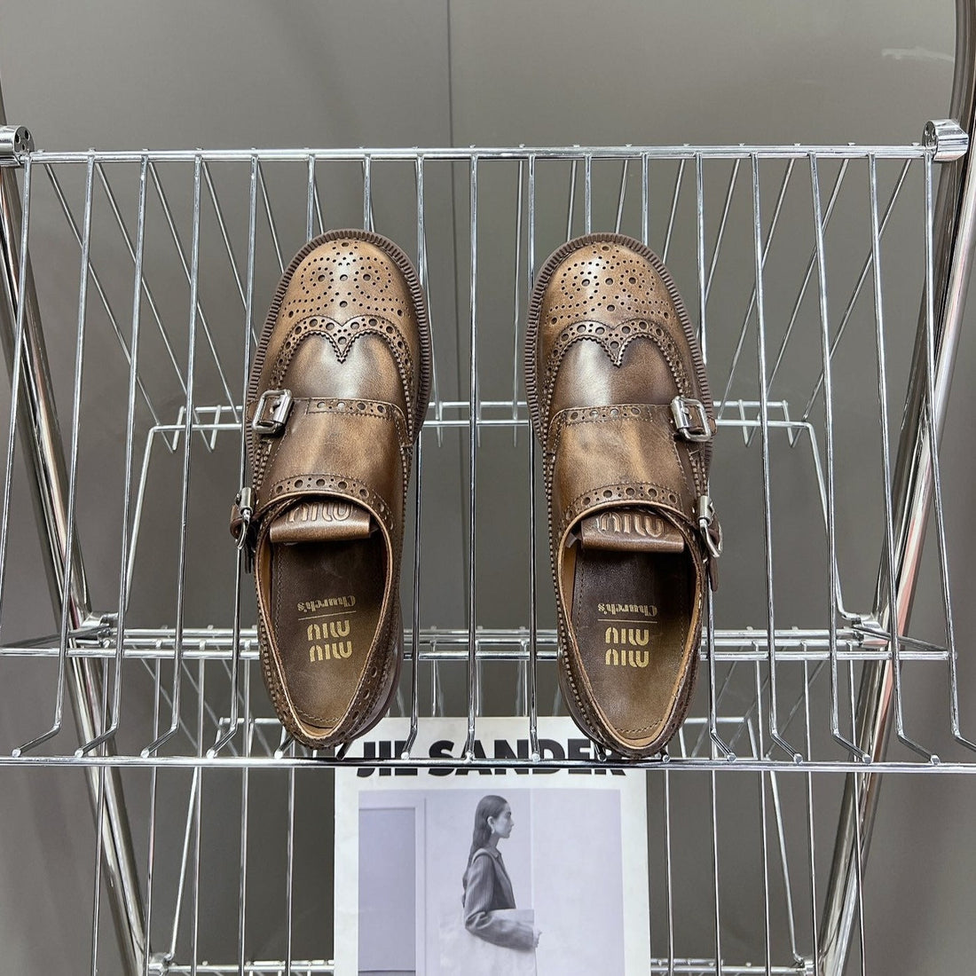THICK-SOLED OXFORD SHOES WOOD CALFSKIN
