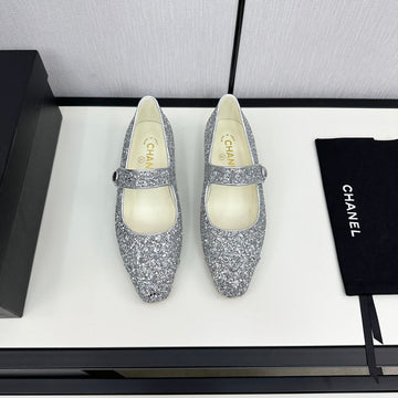 MARY JANE GLITTER SILVER CALFSKIN
