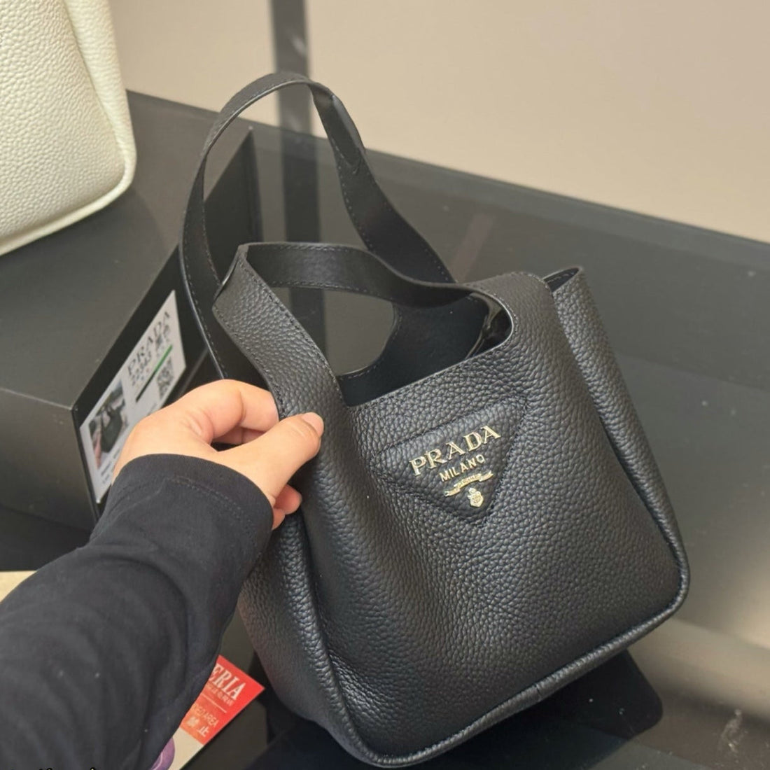 MINI HANDBAG 18 IN BLACK SHINY CALFSKIN